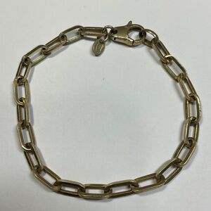 Dyadema Sterling Silver gold tone paper clips links style bracelet. 7.75” long